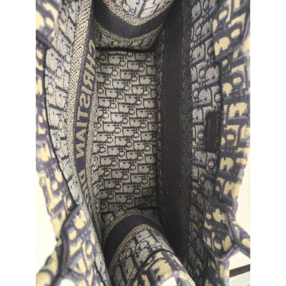 Pre-owned Christian Dior Oblique Embroidery Medium Book Tote Blue - Picture 6 of 12